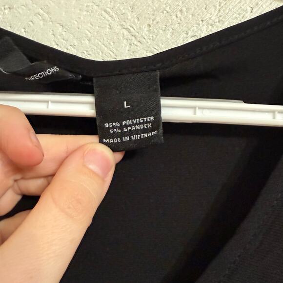 New Directions Black Women’s Size Large Long Sleeve Shirt Blouse Top Lightweight - Picture 5 of 6